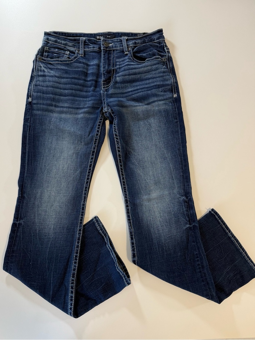 BKE Aiden Relaxed Bootcut Jeans Men’s 31x32 Medium Dark Wash Thick Stitch